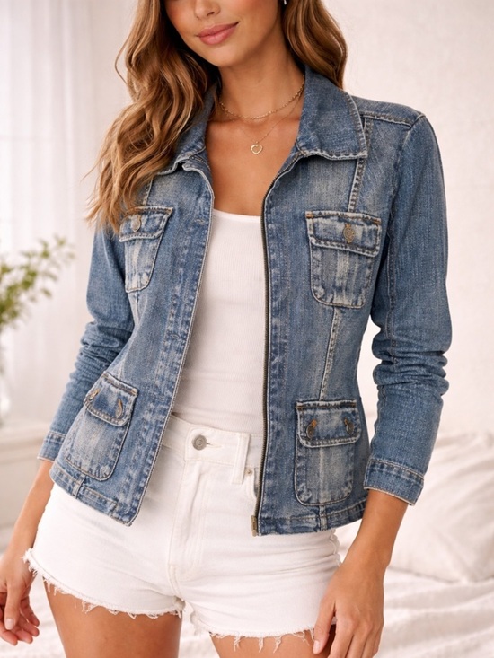 Talbots Jackets & Blazers - Vintage Talbots Safari Pocket Denim Jacket